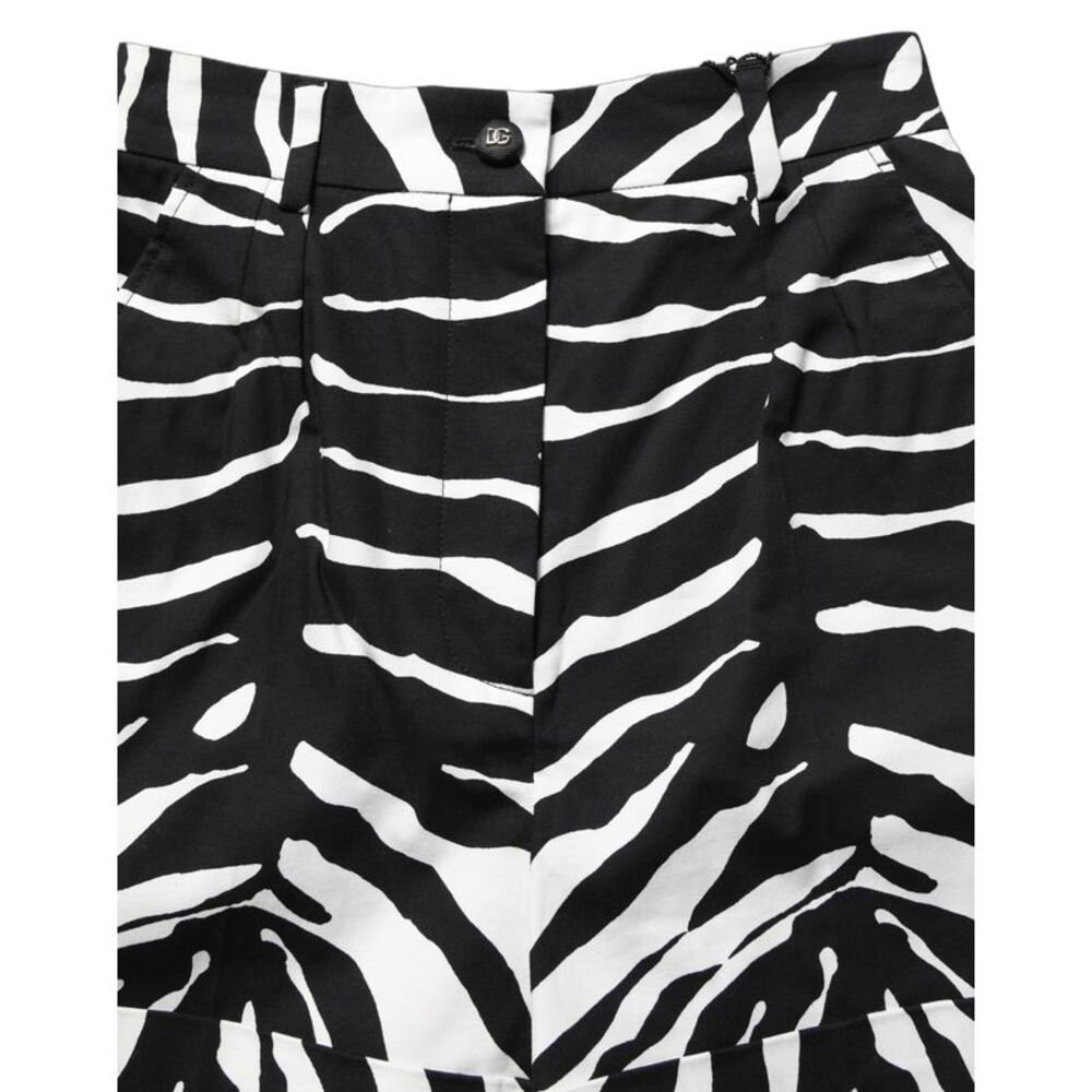 Dolce & Gabbana Black White Zebra Print Cotton High Waist Women's Shorts